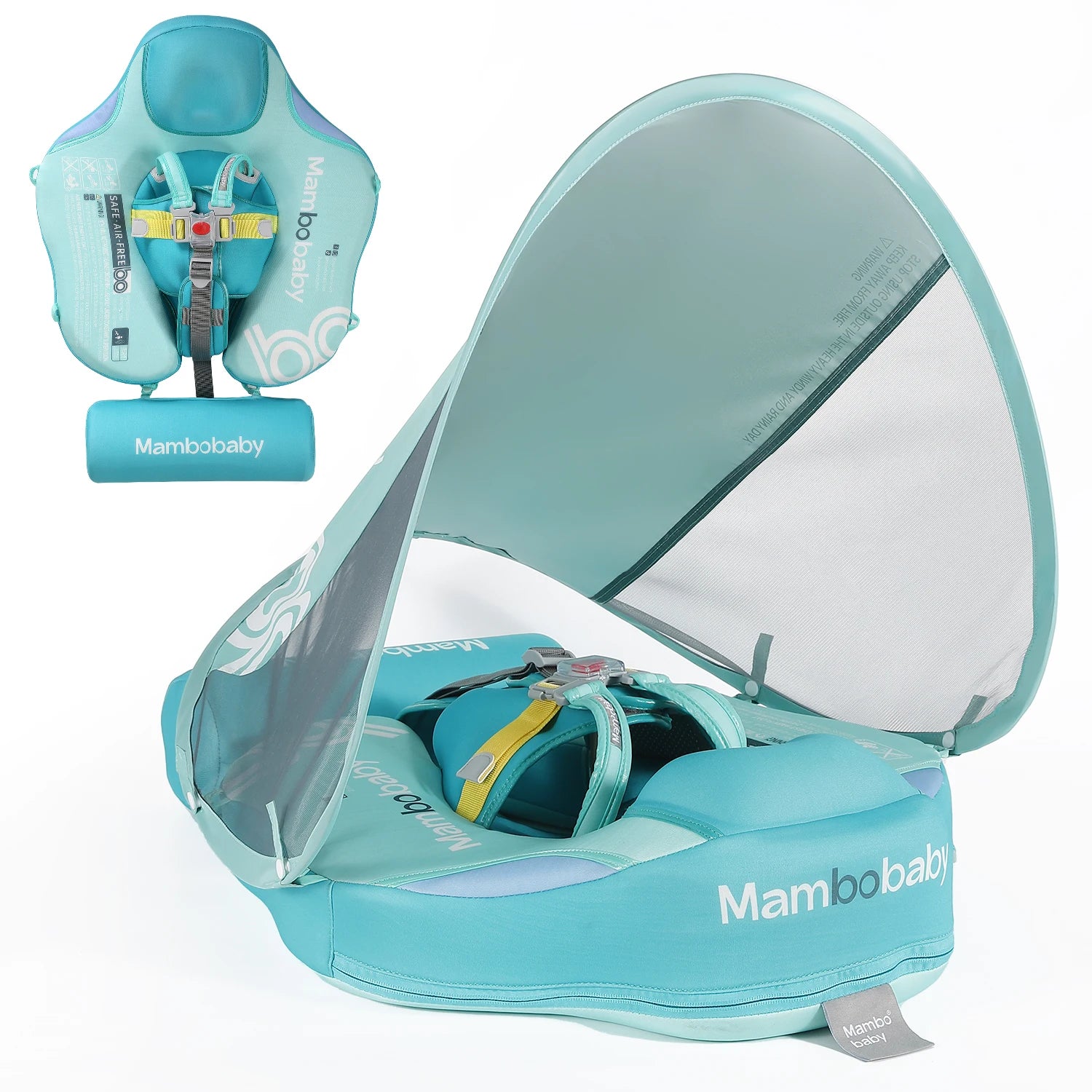 Mambobaby Baby Float With Canopy Swimming Ring For Infant No Inflation Pool Floaties Accessories 6-10 Months 1 Years Water Toys