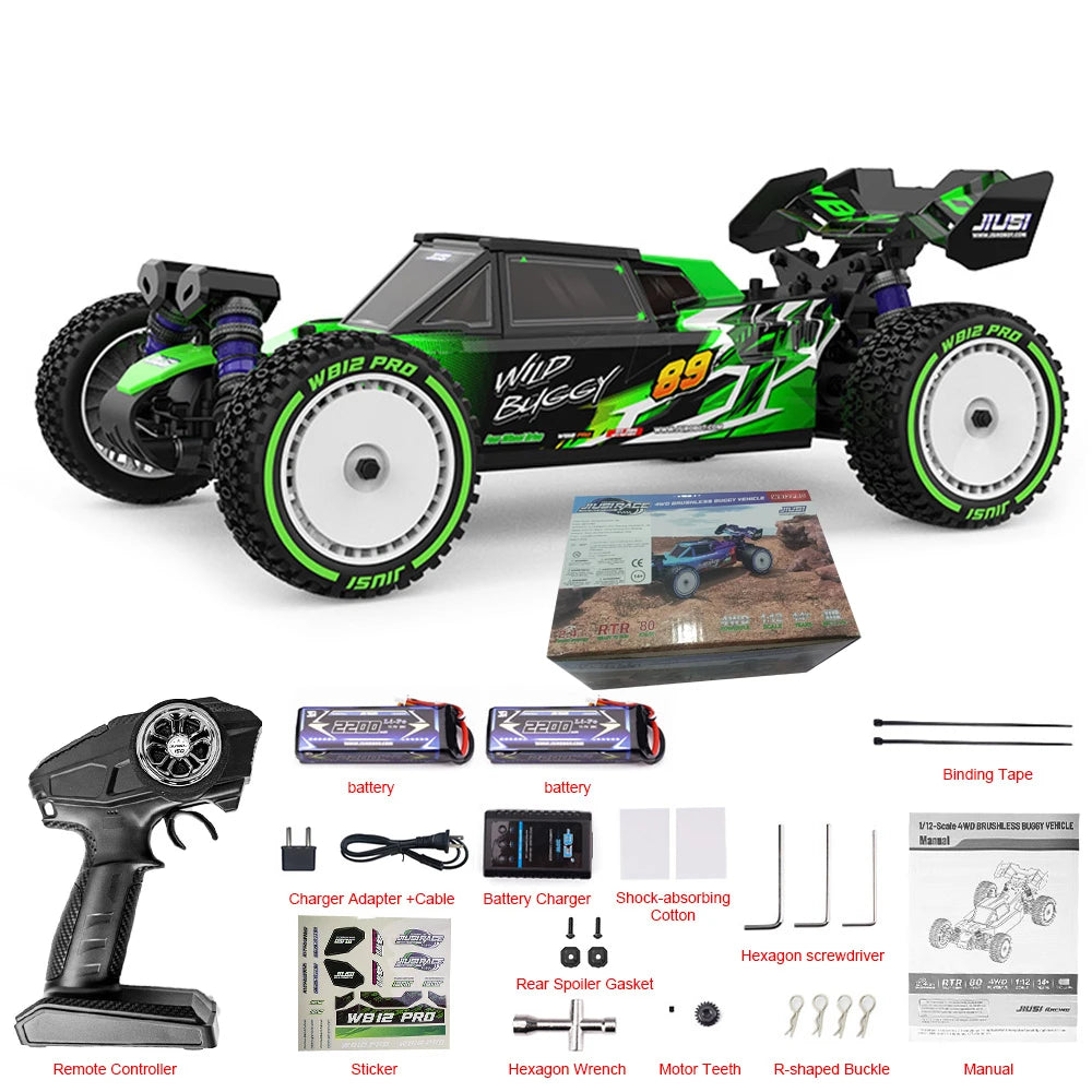 JIUSI WB12 PRO 1/12 Racing Car 80km/h Brushless 4WD RC Car High Speed 2.4G Remote Control Car Competitive Off-road Boys RC Toy