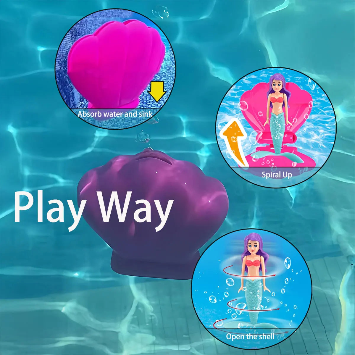 Mermaid Bath Toys with/no Shell Floats Children Play Water Toys in Summer Swimming Pool Adult  Float Game Gift