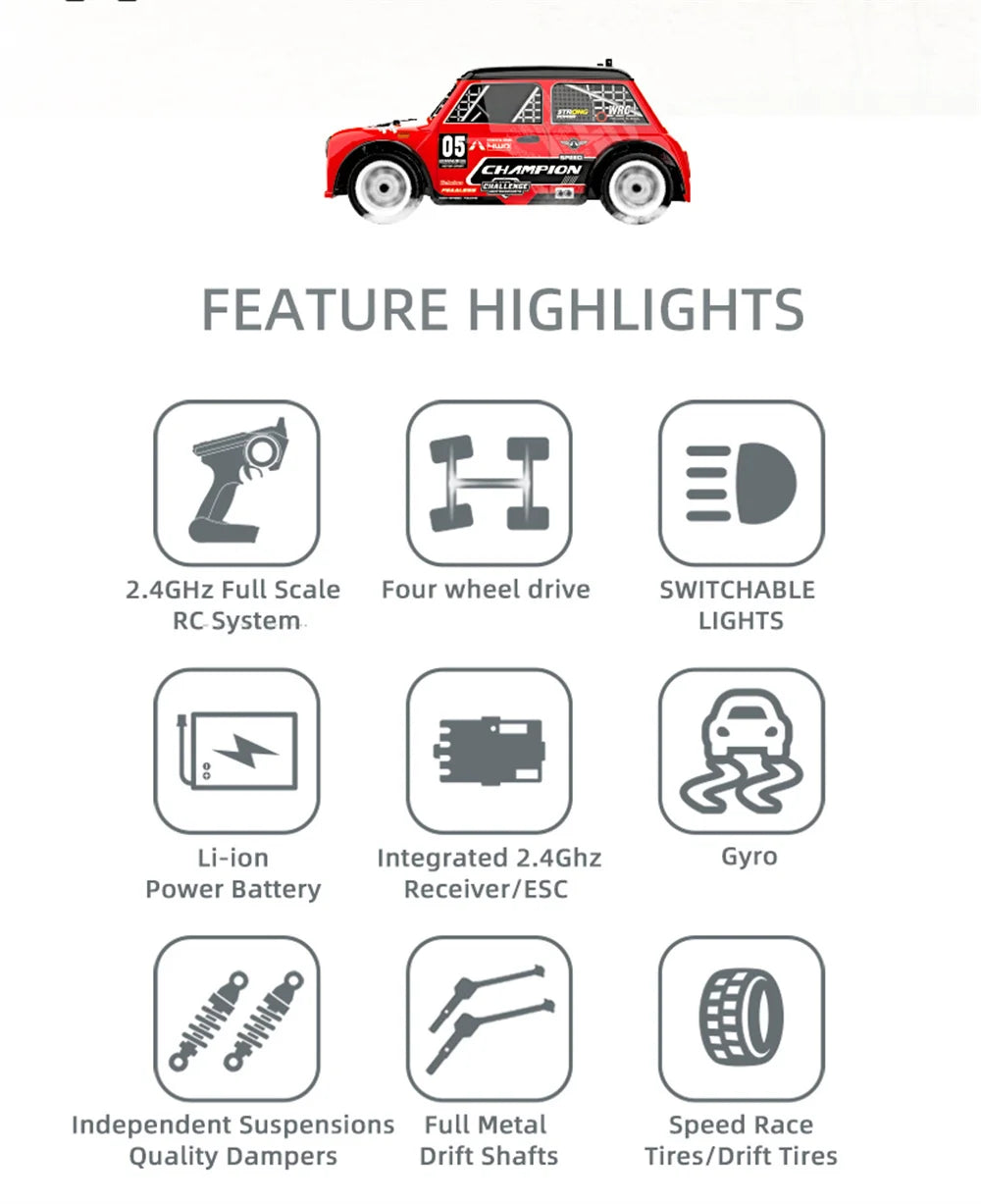 SG PINECONE FOREST 1605/1606 PRO 50km/h High Speed RC Car Brushless 1/16 2.4G 4WD Drift Remote Control Car with LED Lights