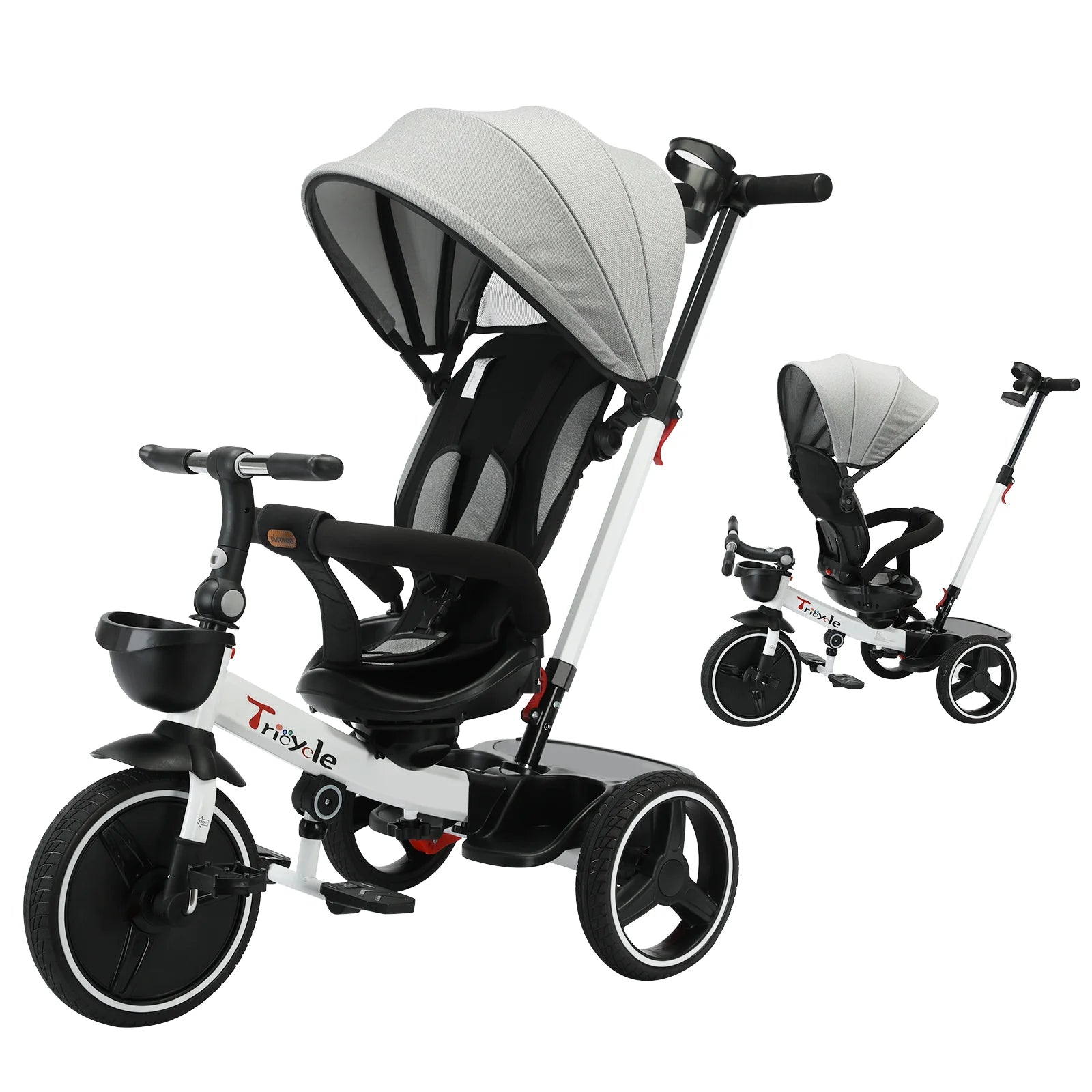 Ubravoo Baby Stroller Tricycle Ride Bike , 5-in-1, Adjustable Canopy, Sitting & Lying,Celerity Disassembly & Assembly,1-5 Years