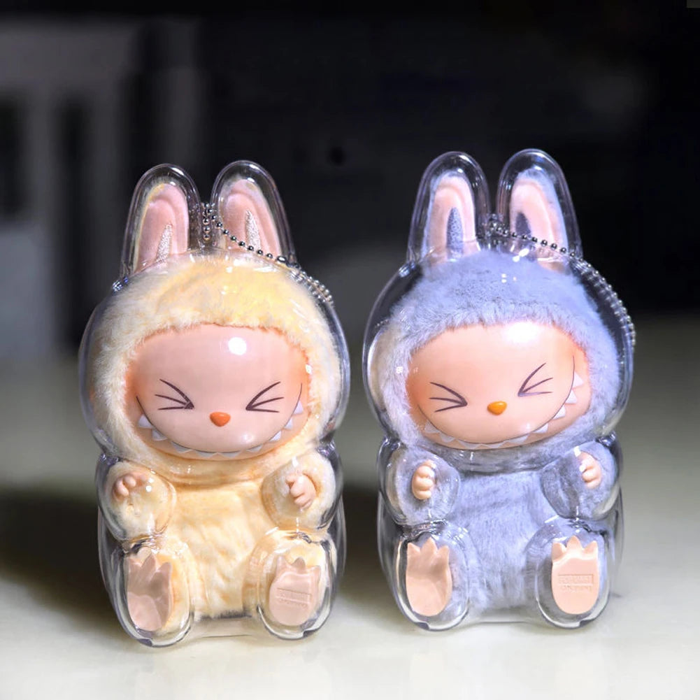 2025 LABUBU Clear Macaron Case Dust Case Popmart Bubble Mart Doll Accessories Elf Doll Cover Storage Box Christmas New Year Gift