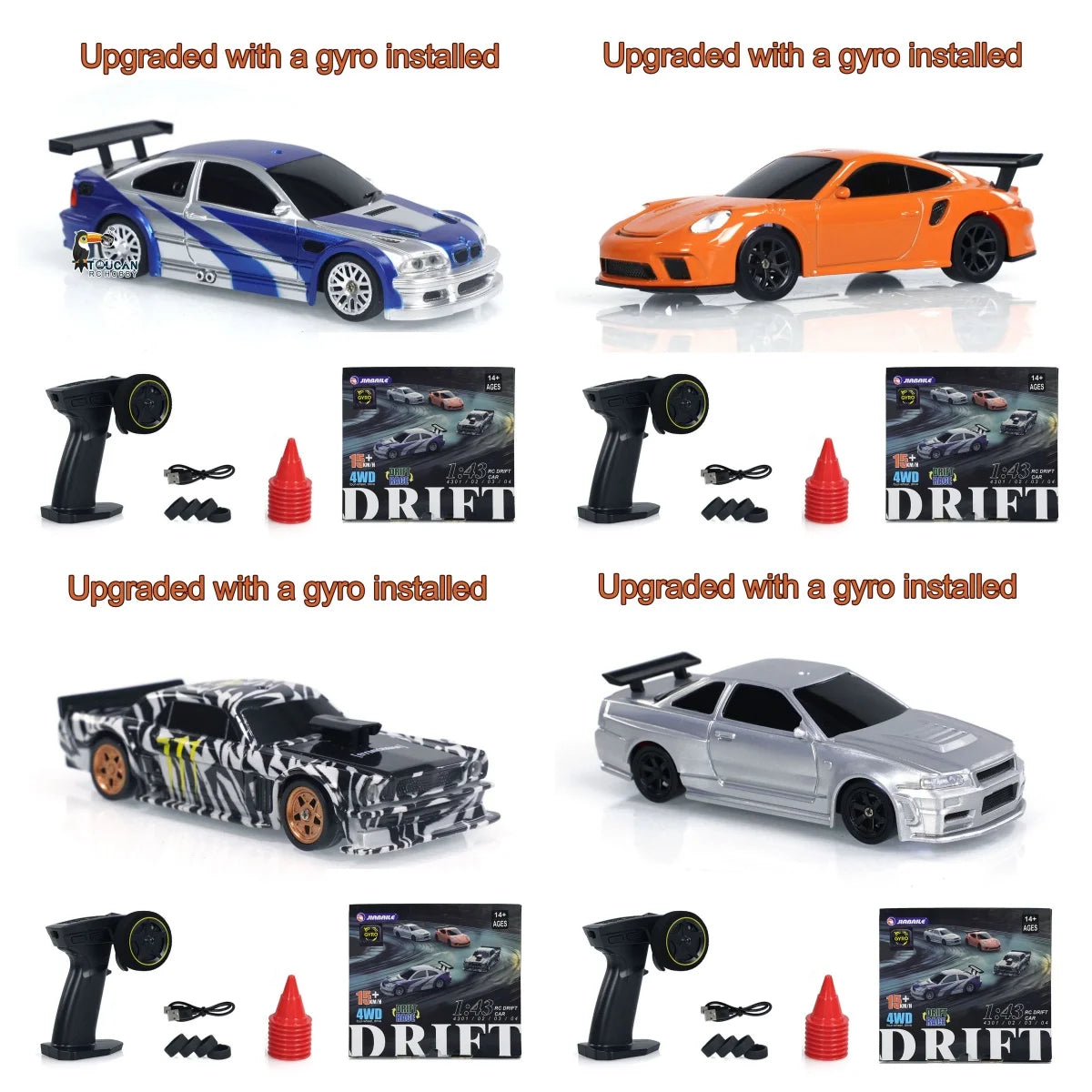 US Stock RC Drift Car 1/43 RTR Race 4WD Gyro Four-wheel Drive Radio Control High Speed Model 2.4G Racing Drifting Cars Toy Model