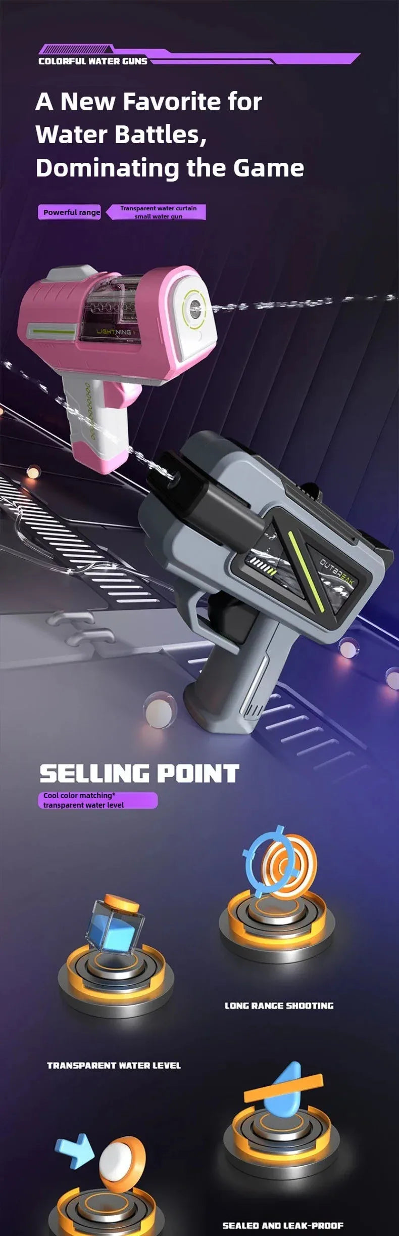 Kids Water Combat Game Transparent Tank Water Gun with Leak-Proof Design Outdoor Splash Battle Toy for Teens Ideal Summer Toy