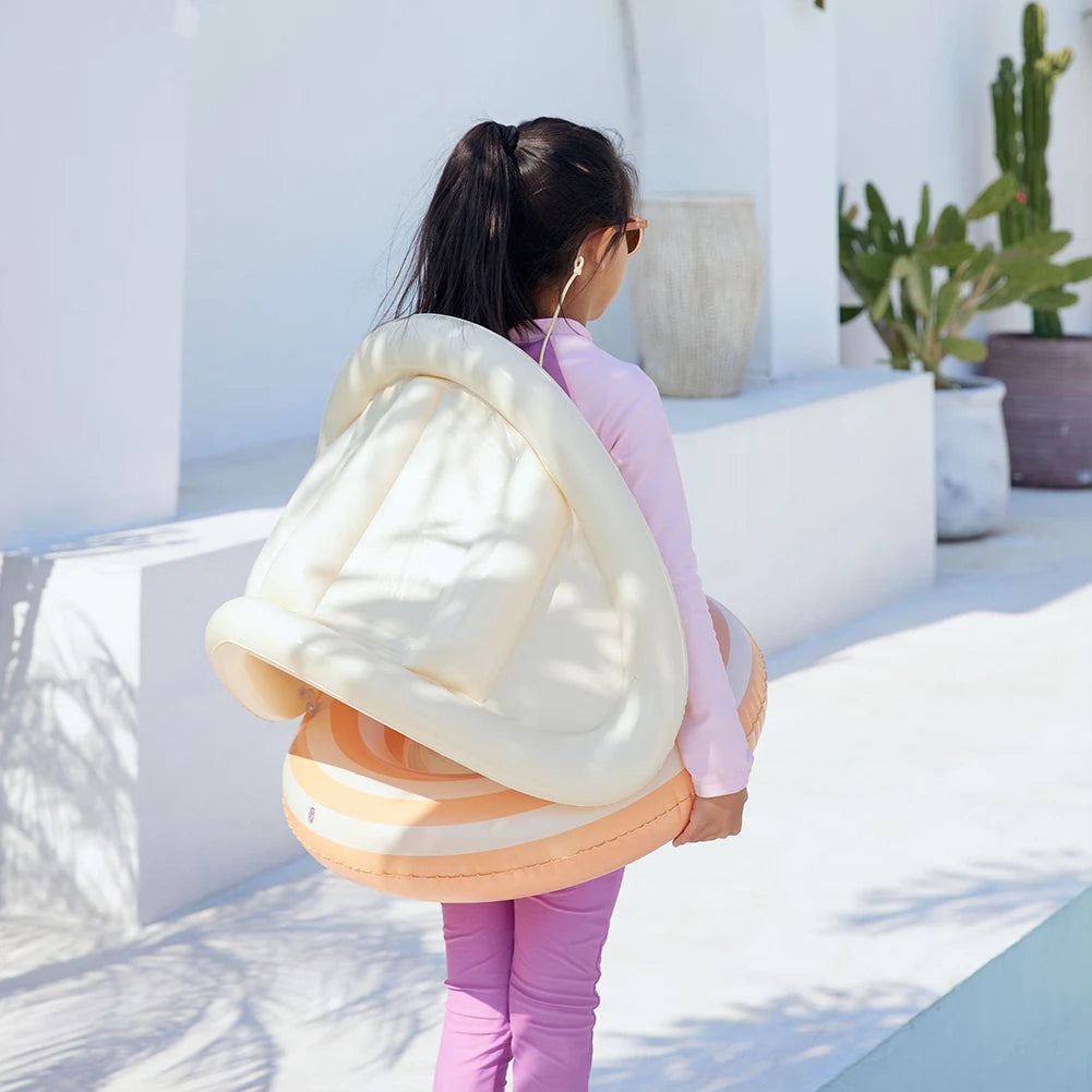 1/2PC Baby Swimming Ring Inflatable Swim Ring with Detachable Sunshade Leakproof Beach Toddlers Pool Float for Summer Pool Party