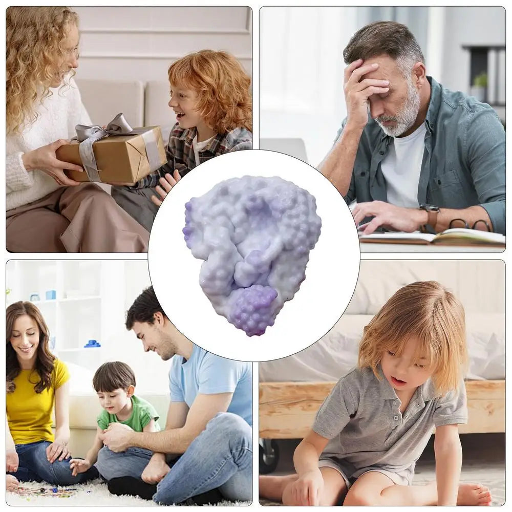 Shapeable Grape Stressball Noisy Silicone Squeeze Ball With Small Beads Shapeable Squish Toy Multifunctional Fidget Supplies