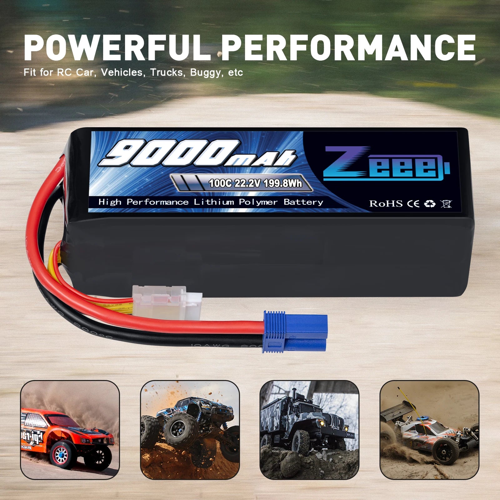1/2units Zeee 6S 9000mAh Lipo Battery 22.2V 100C Softcase with EC5 Plug for RC Car Boat FPV Drones Airplane Buggy RC Model Parts