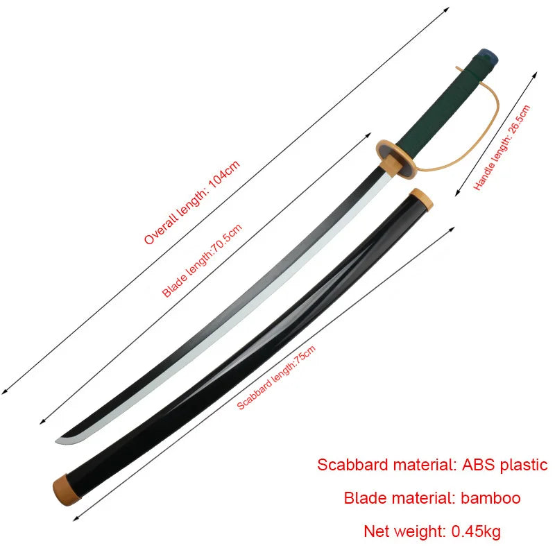 Roronoa Zoro Katana Anime Cosplay Wooden  Sword Toy Shanks Weapons Props Role-playing Halloween Gifts with Belt and Sword Holder