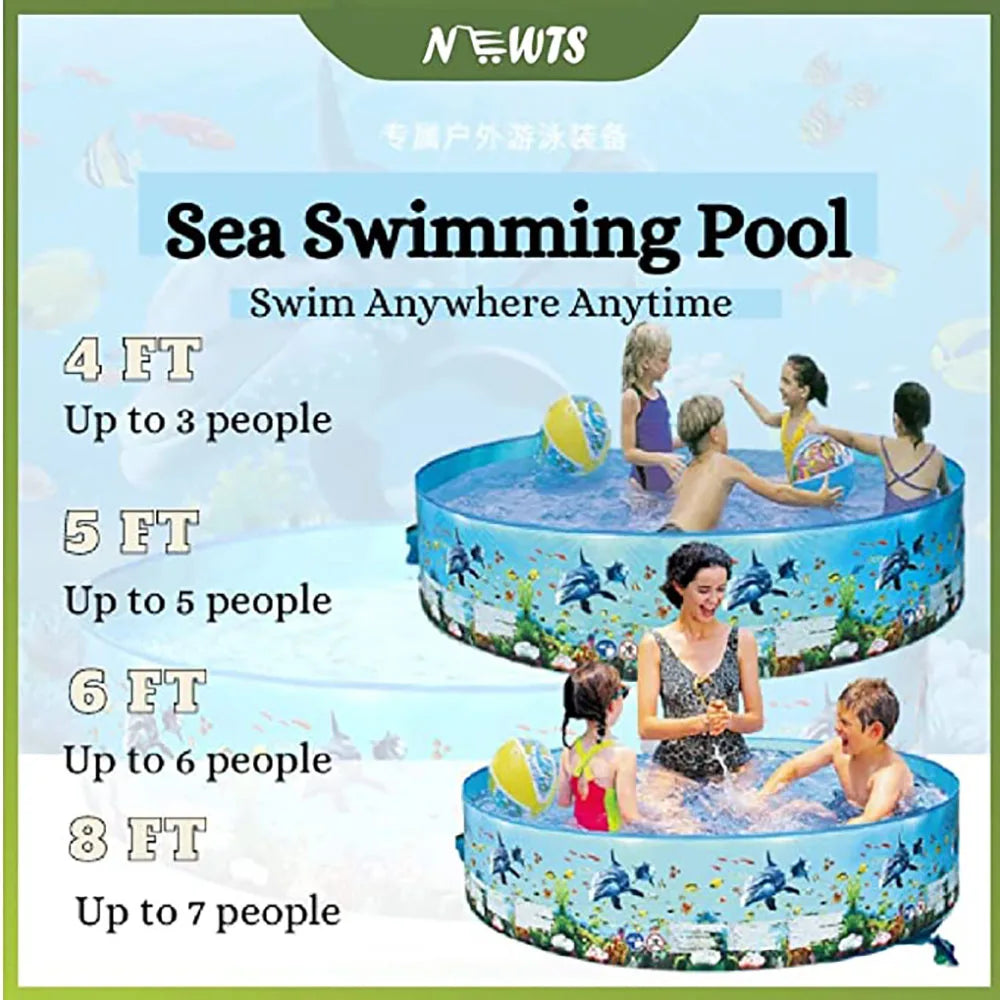 Nuwani PVC Folding Swimming Pool for Kids Toddlers - Non-Inflatable Outdoor Backyard Pool for Adults, Kids, Pets