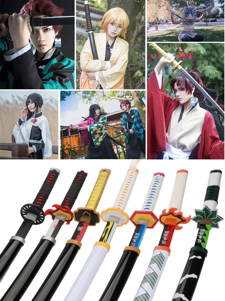 Demon Slayer Sword 104 cm Tanjiro Zenitsu KyoujurouSamurai Swords Original Texture Kimetsu no Yaiba Anime Katana for Cosplay