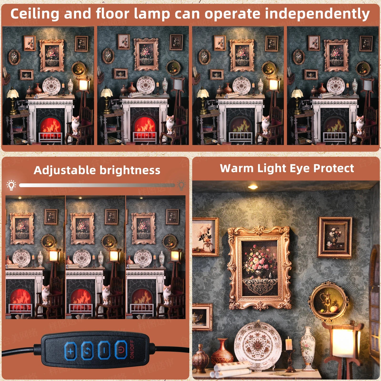 Book Nook Kit Fireplace DIY 3D Wooden Puzzle Photo frame ornament Bookshelf Dollhouse Model Bookend Building Home Decoration