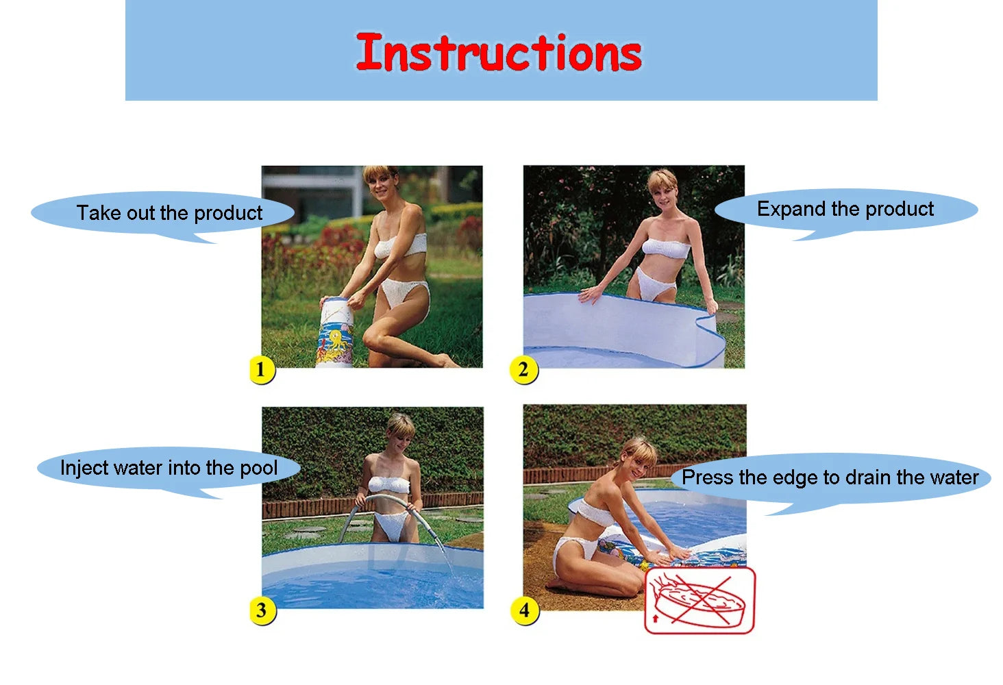 Nuwani PVC Folding Swimming Pool for Kids Toddlers - Non-Inflatable Outdoor Backyard Pool for Adults, Kids, Pets