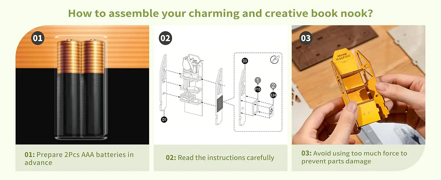 Robotime Rolife Original Garden House Kit Book Shelf Insert Easy Assemble Toys Gifts for Kids Girls Home Decoration Book Nook