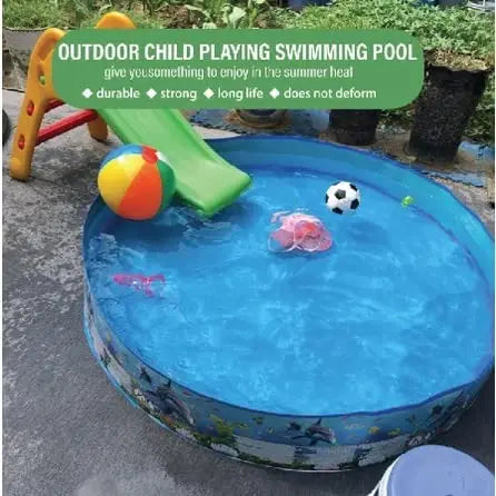 Nuwani PVC Folding Swimming Pool for Kids Toddlers - Non-Inflatable Outdoor Backyard Pool for Adults, Kids, Pets