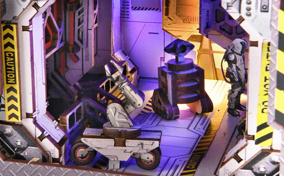 Book Nook Kit Apollo Bricks Space Exploration Model Build 3D Wooden Puzzle DIY Bookshelf Miniatural Astrona Dollhouse Decoration