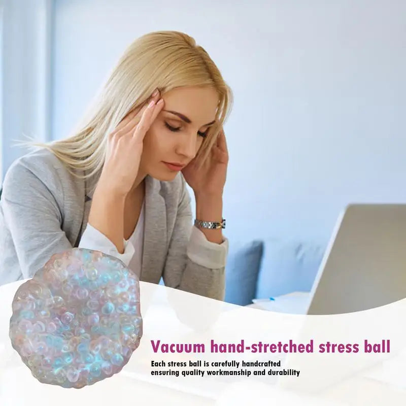 Bead Stress Ball Stress Ball Toy TPR Novelty Shapeable Vacuum Ball Colorful Beads Sensory Fidget Toys Stress Relief For Children