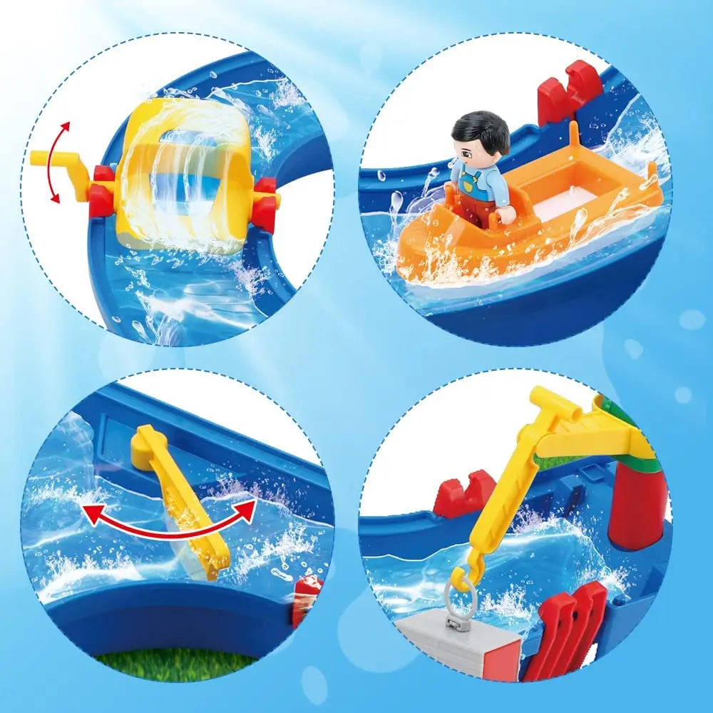 VATOS 39pcs DIY Mini Water Park Waterway Playset on Table or Lawn for Summer Outdoor Backyard Beach Toy Water Toys for Kids