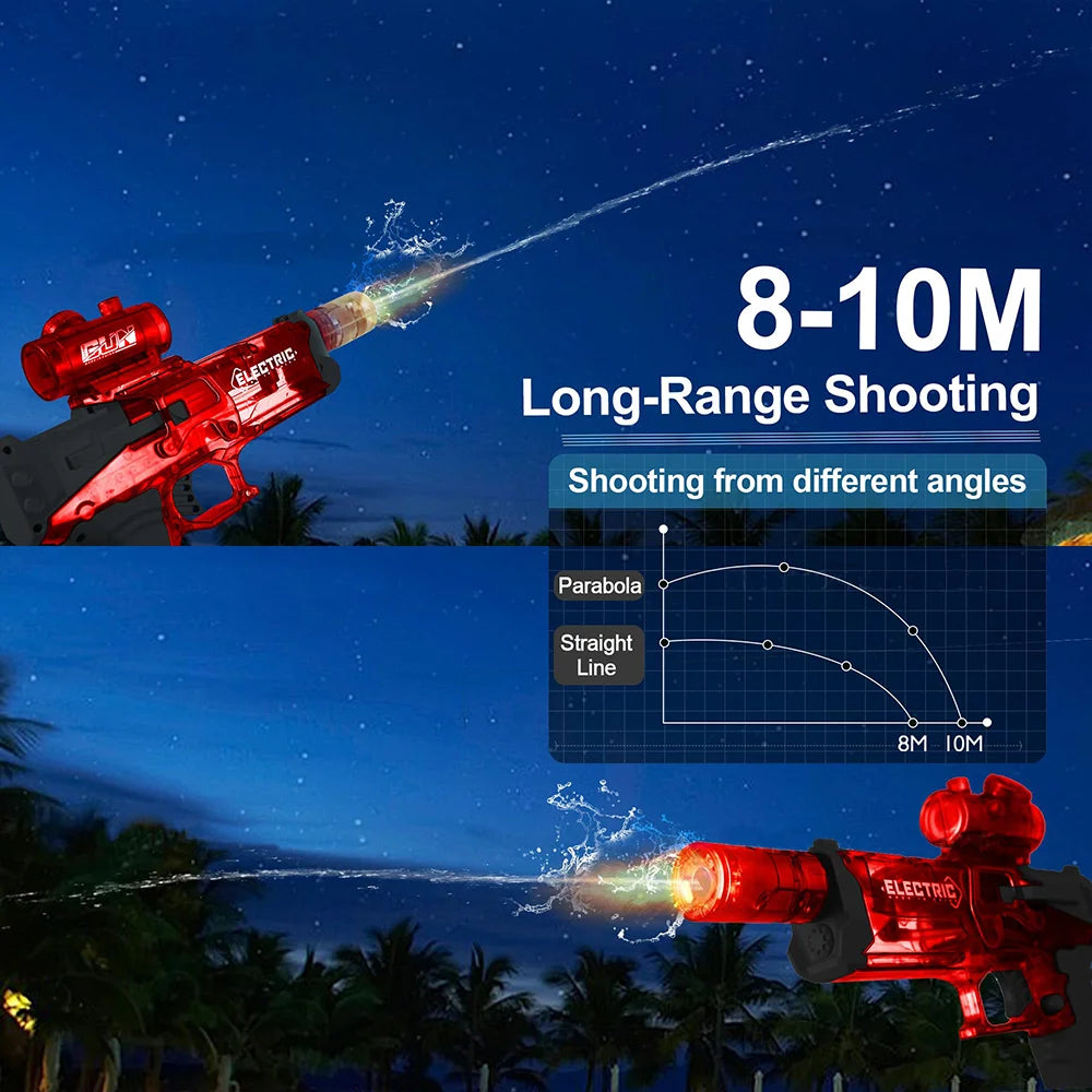 Electric Water Gun Kids Automatic Squirt Watergun Pistol With Led Lights Summer Outdoor Pool Beach Party For Adults Toys Gifts