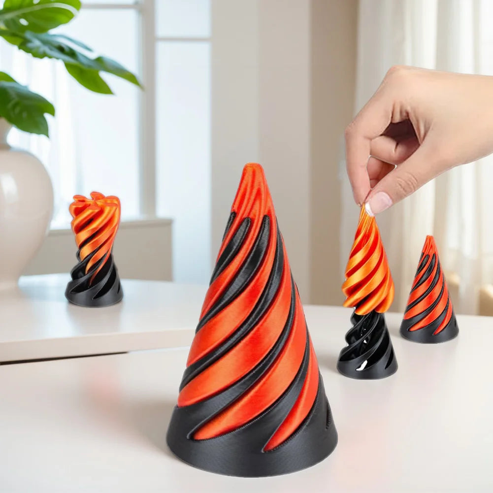 3D Printed Spiral Cone Toy Impossible Pyramid Passthrough Sculpture Stress Relief Desk Toy Pass Through Pyramid Fidget Toy