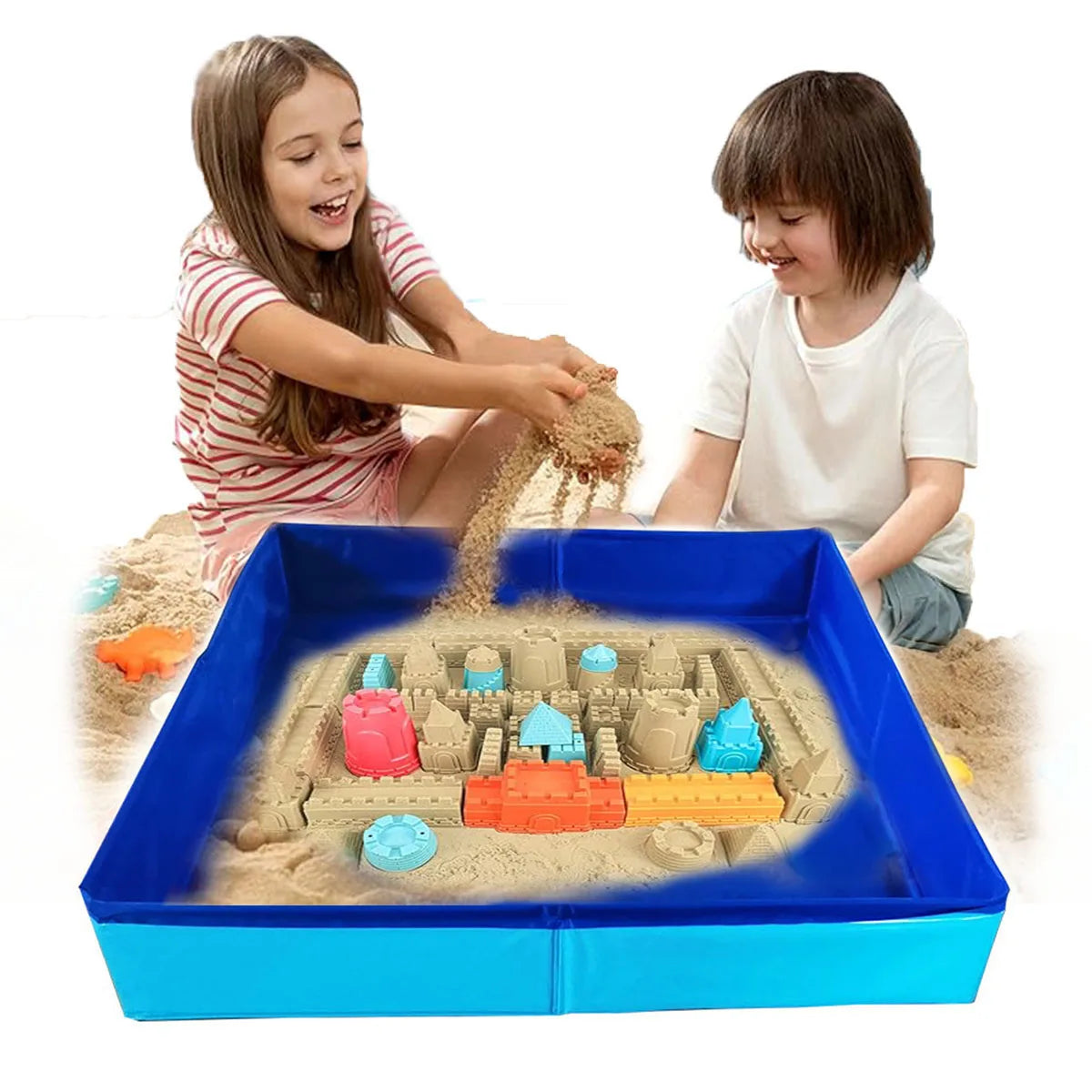 Sand Table for Kids, Children Summer Outdoor Activity Sand and Water Table, Beach Toys Sand Sandbox Sensory Toys for Boys Girl