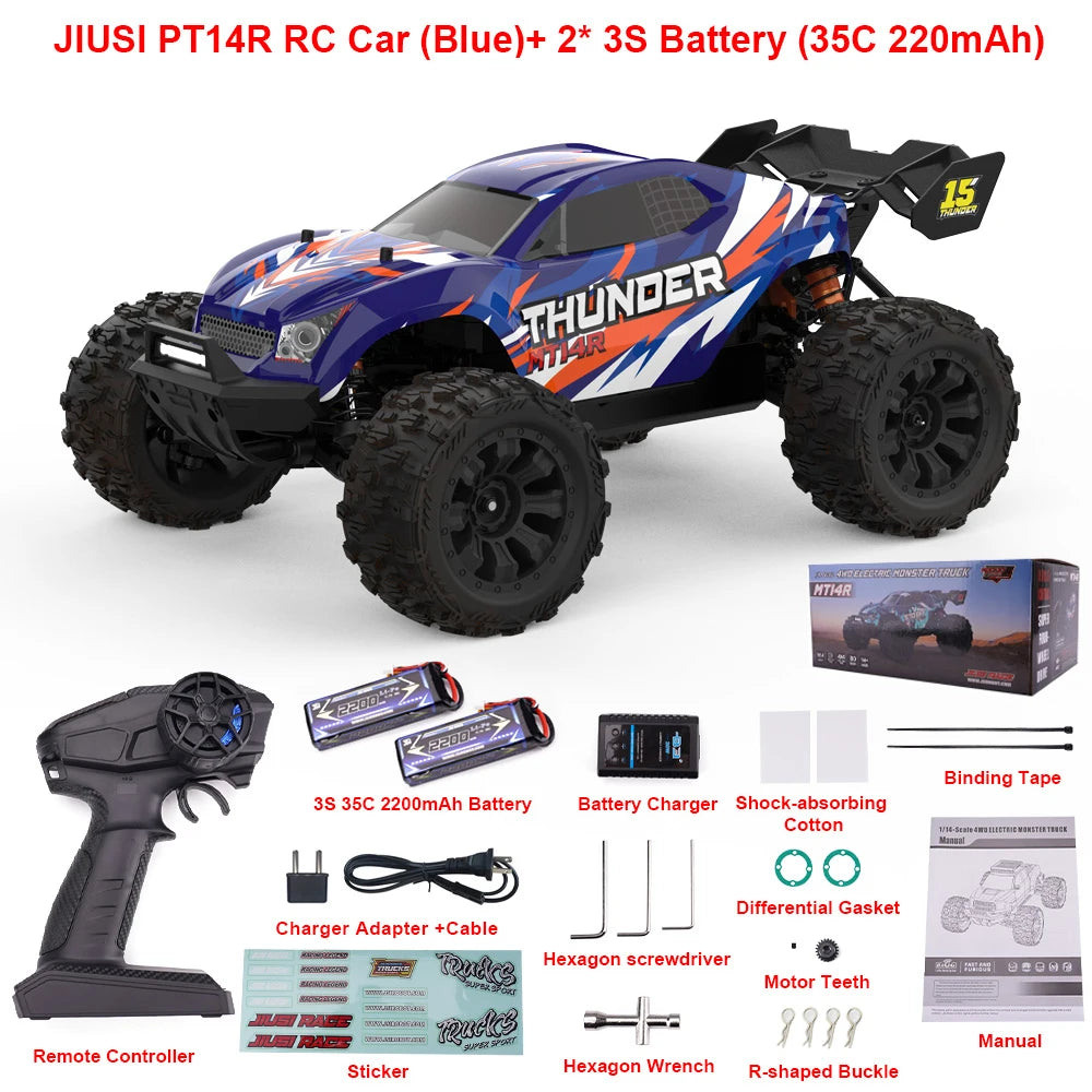 MT14R 1/14 RC Car JIUSI Brushless 80km/h 2.4G Remote Control Car High Speed Off-road Racing Car 23-26 mins Working Time RC Toys