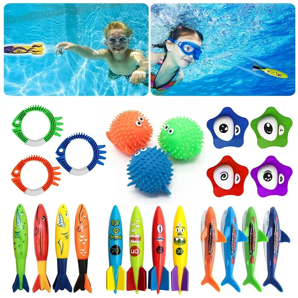 Swimming Diving Toys Children's Fish Dolphin Buoy Pool Treasure Hunt Diving Torpedo Rocket Water Diamond Kids Water Game Toys