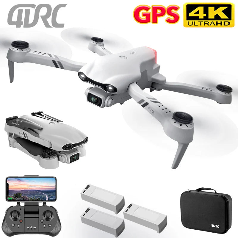 4DRC New 4K HD Dual Camera GPS Wide Angle FPV Real-time Transmission RC Distance 2km Professional Drone Quadcopter Dron Gift Toy