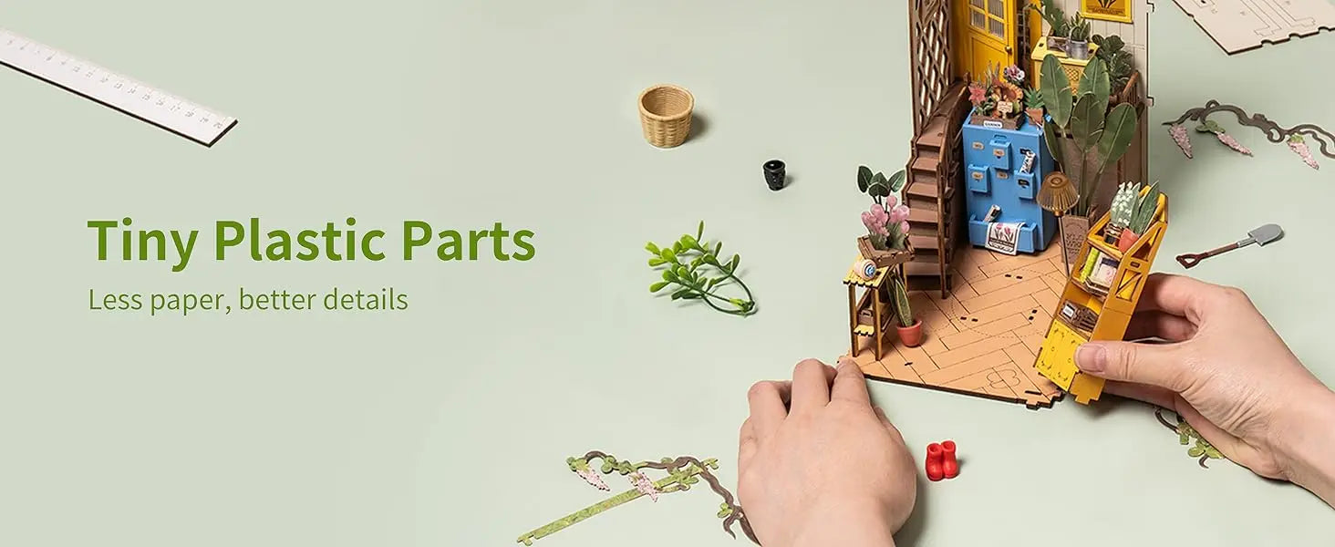 Robotime Rolife Original Garden House Kit Book Shelf Insert Easy Assemble Toys Gifts for Kids Girls Home Decoration Book Nook