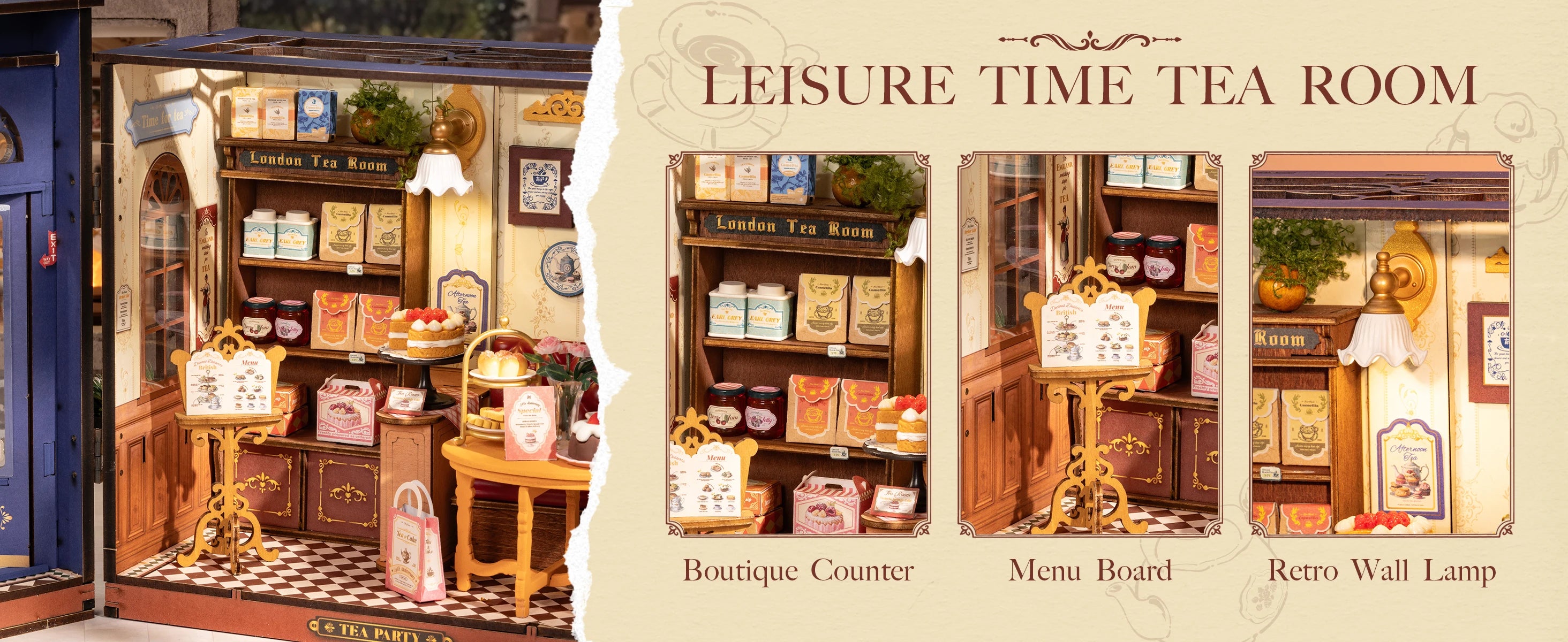 Robotime Rolife Leisure Time Tea Room DIY Miniature Dollhouse Kit Crafts Hobbies Amazing Gift for Women Children DG171