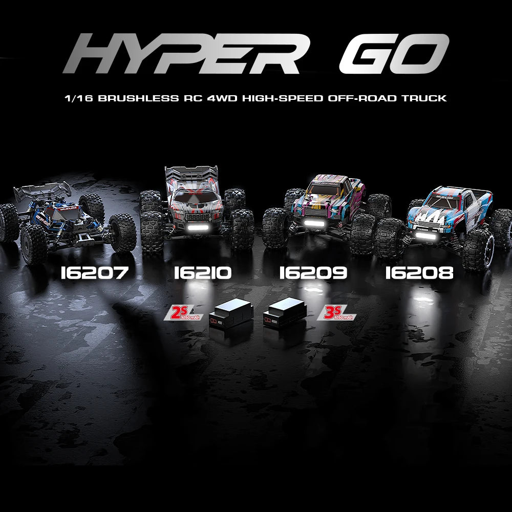 HYPER GO MJX 16207 1/16 RC Car Brushless 2.4G 4WD Racing Car Brushless 70KM/h Off-Road Remote Control RC Truck Hobby Toy