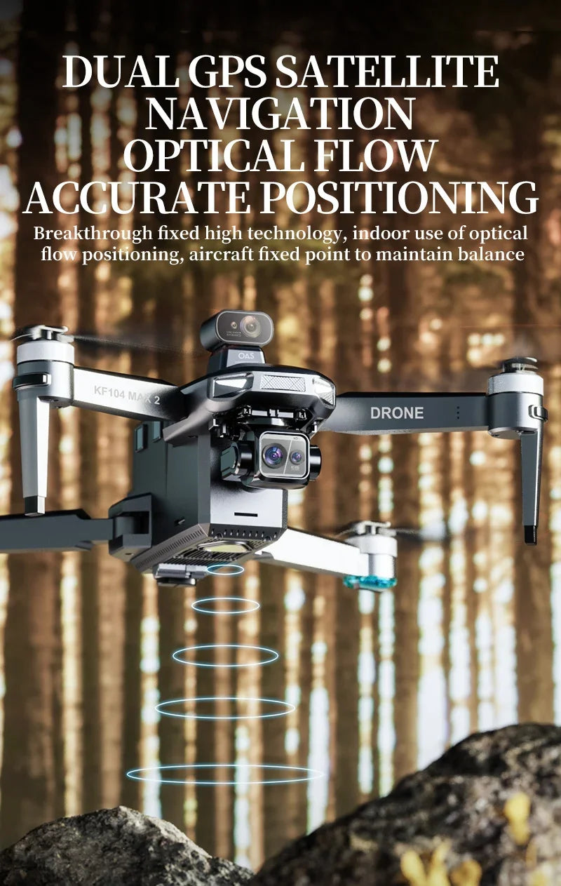 Teeggi KF104 MAX2 GPS Drone 4k Profesional 3-Axis Gimbal 360° obstacle avoidance 6KM Foldable RC with screen RC Quadcopter Dron