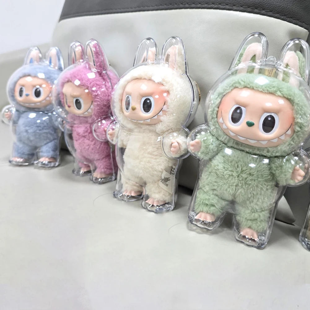 For Labubu Transparent Protective Cover Monster Toy Storage Case Cute Elf Plushie Display Cover for Sitting Party Dolls