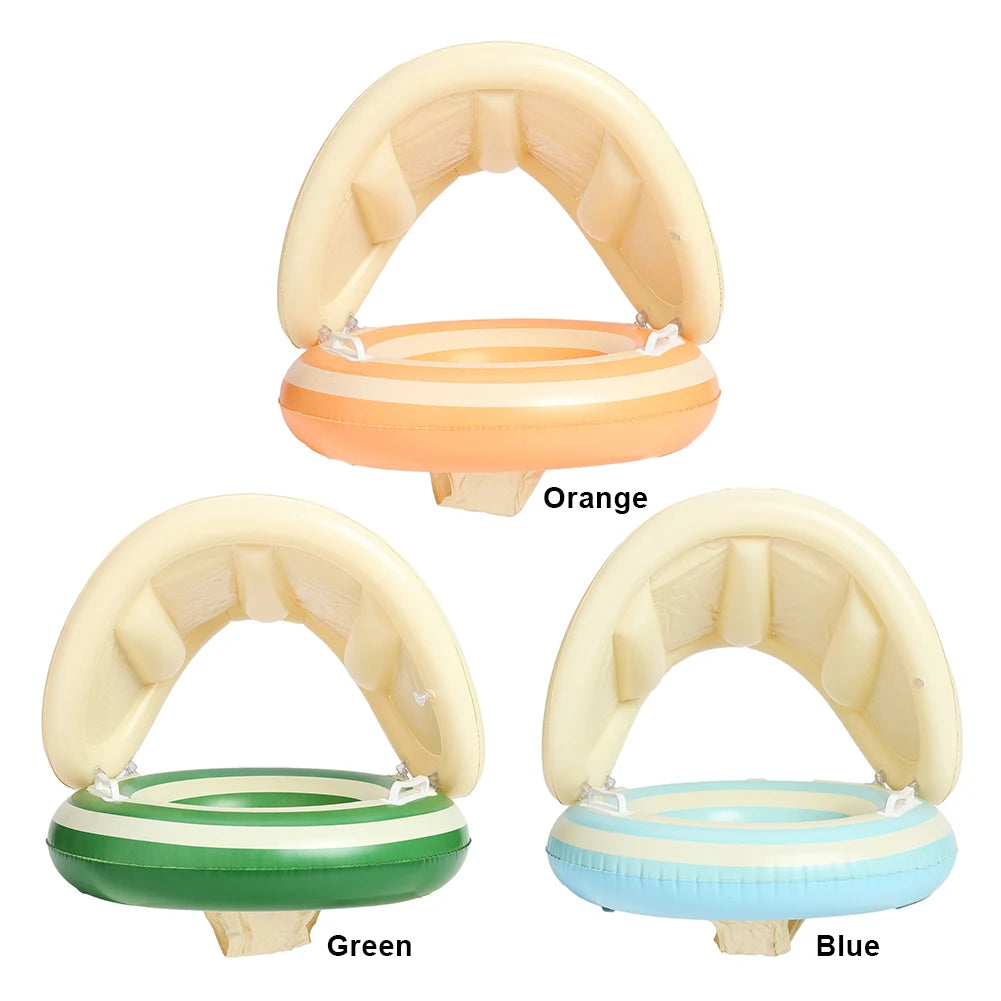 1/2PC Baby Swimming Ring Inflatable Swim Ring with Detachable Sunshade Leakproof Beach Toddlers Pool Float for Summer Pool Party