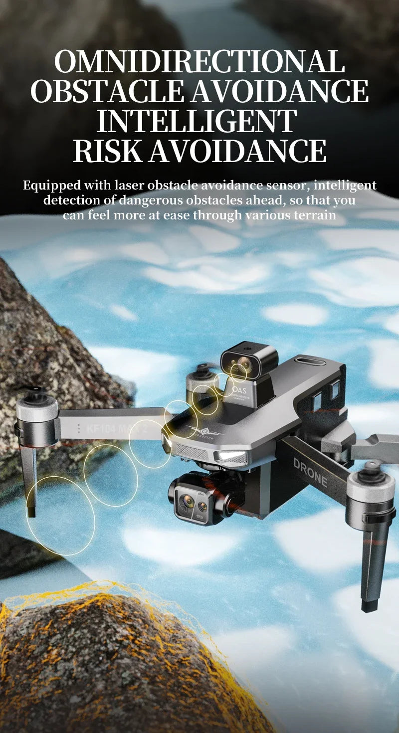 Teeggi KF104 MAX2 GPS Drone 4k Profesional 3-Axis Gimbal 360° obstacle avoidance 6KM Foldable RC with screen RC Quadcopter Dron