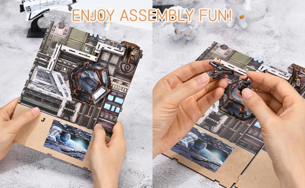 Book Nook Kit Apollo Bricks Space Exploration Model Build 3D Wooden Puzzle DIY Bookshelf Miniatural Astrona Dollhouse Decoration