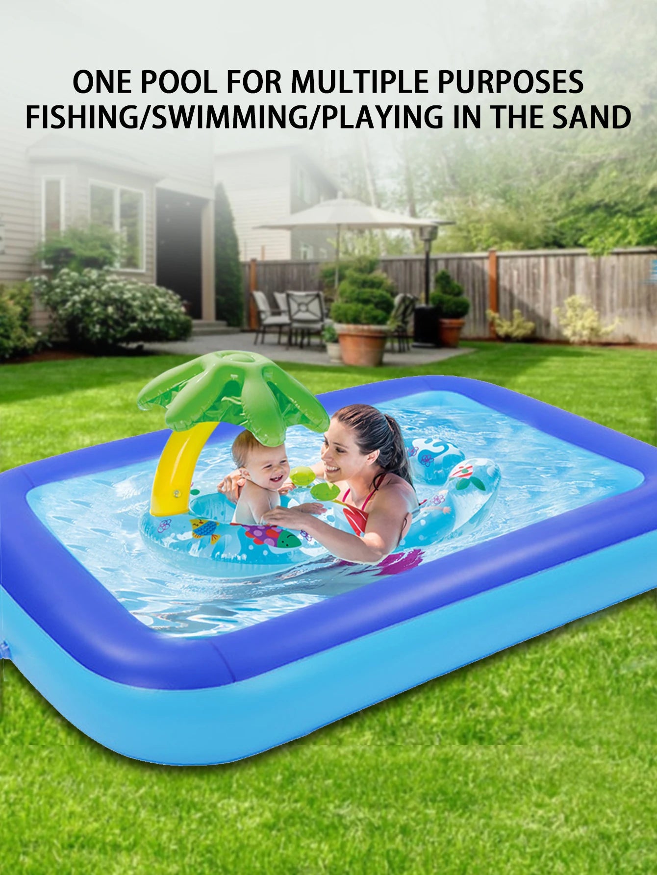 Inflatable swimming pool, suitable for indoor and outdoor water play, sand pool, summer water play toys