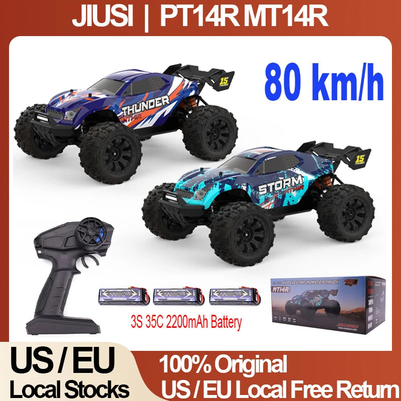 MT14R 1/14 RC Car JIUSI Brushless 80km/h 2.4G Remote Control Car High Speed Off-road Racing Car 23-26 mins Working Time RC Toys
