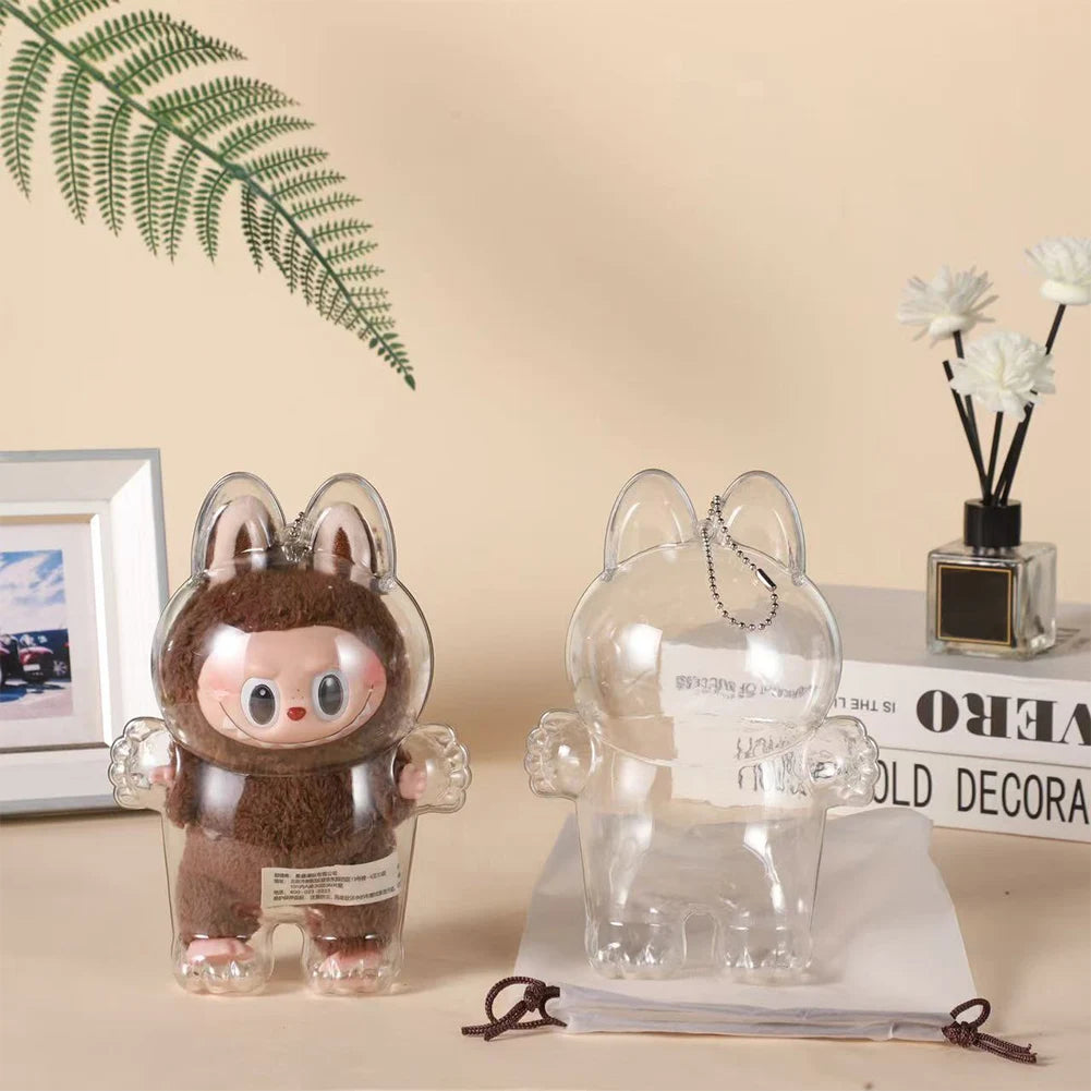 2025 LABUBU Clear Macaron Case Dust Case Popmart Bubble Mart Doll Accessories Elf Doll Cover Storage Box Christmas New Year Gift