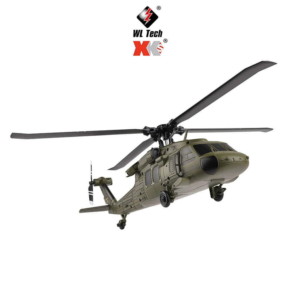 Wltoys K170 RC Helicopter UH-60L 4 Channel Remote Control brushless Helicopters with Gyro and LED Light Durable Airplane Toy