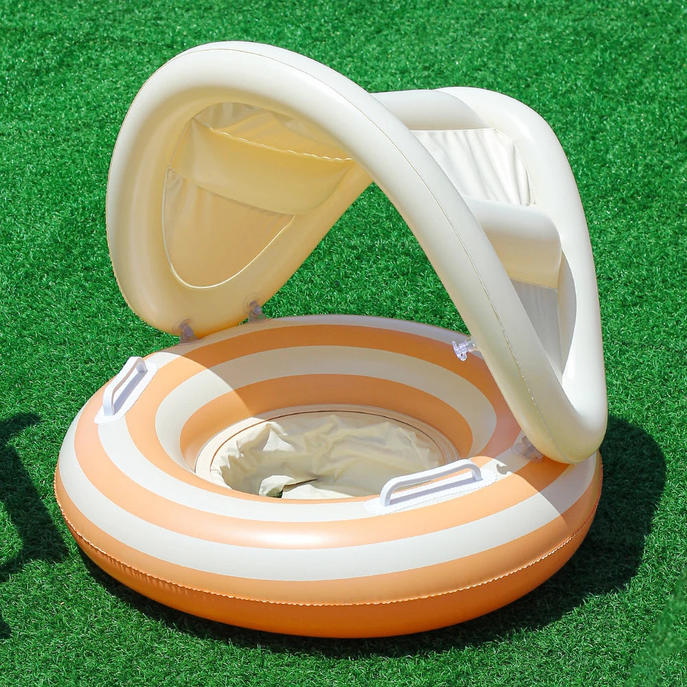 1 pair of retro striped sunshade pants with handles and thick inflatable floating rings