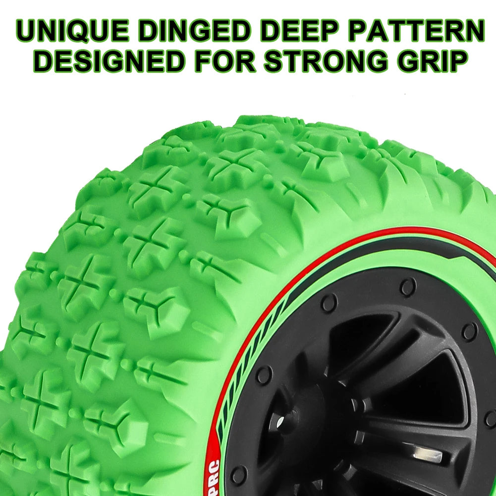 4Pcs 12mm Hex RC Wheel Tires Set Swamp Claw Mud Terrain Tires Wheels Tires for 1/14 1/16 RC Car Crawler Buggy Truck