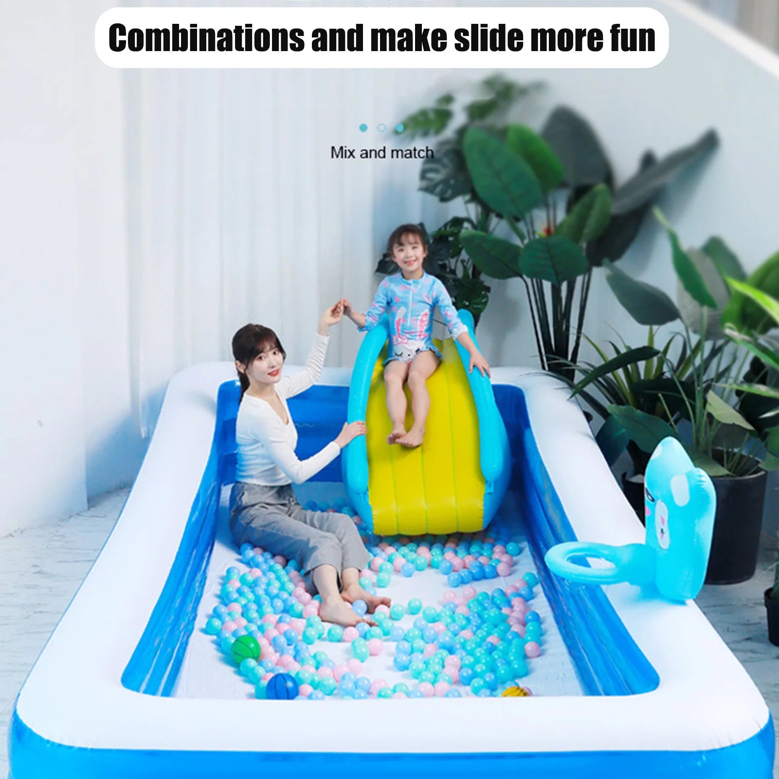 Inflatable Pool Water Slide With Wider Steps Baby Bath Toys Kids Swimming Water Play Toy Recreation Facilit For Outdoor Indoor