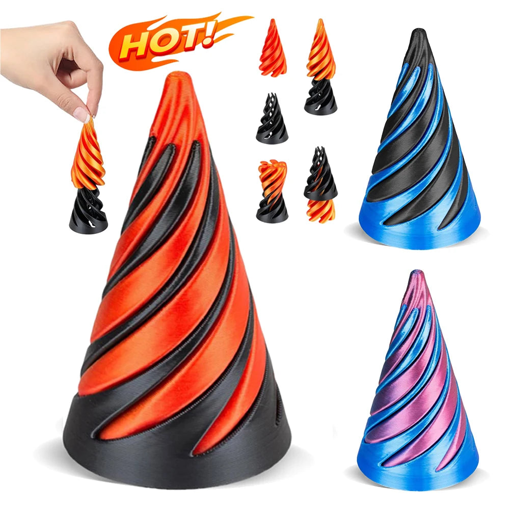3D Printed Spiral Cone Toy Impossible Pyramid Passthrough Sculpture Stress Relief Desk Toy Pass Through Pyramid Fidget Toy