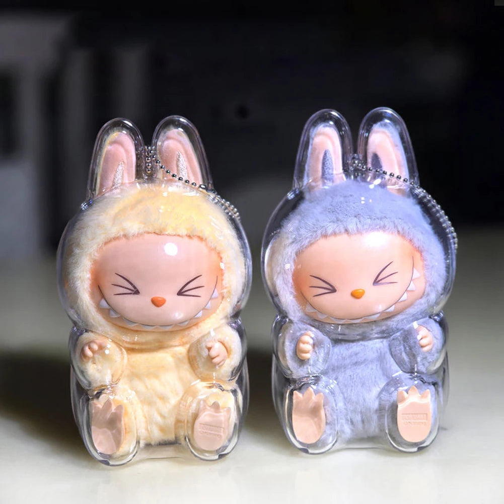2025 LABUBU Clear Macaron Case Dust Case Popmart Bubble Mart Doll Accessories Elf Doll Cover Storage Box Christmas New Year Gift