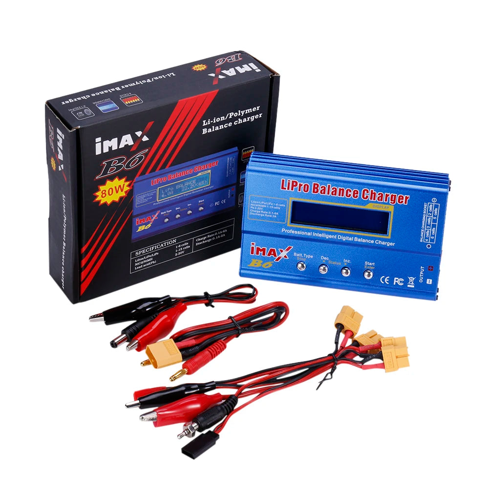 IMAX B6 Lipo Balance Charger AC/DC Lipo Battery Charger LCD Dispaly Discharge Power 5W 18V 6A for LiPo NiMH NiCd LiFe Pb Battery