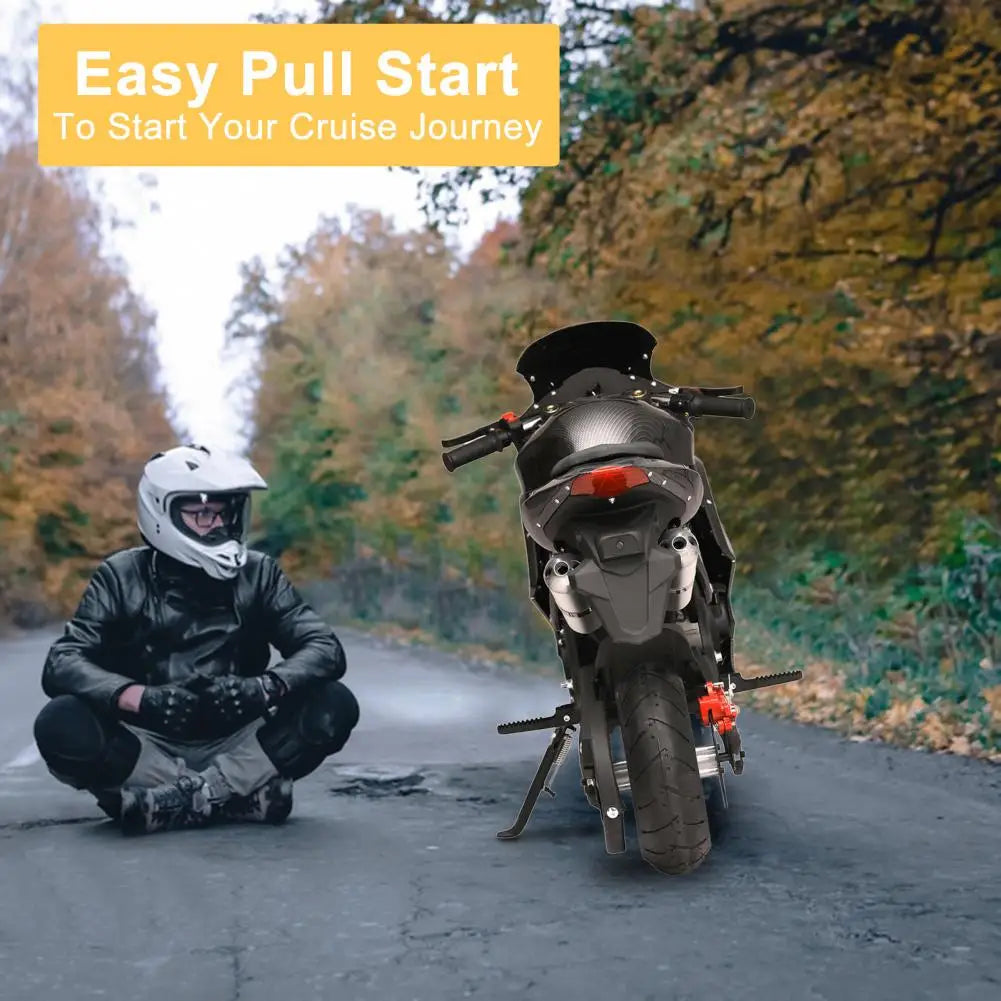 49cc 4-Stroke Gas Pocket Rocket Motorcycle, Mini Motorbike with Front Rear Disc Brakes, Racing Max Speed 25MPH, Dual Headlights