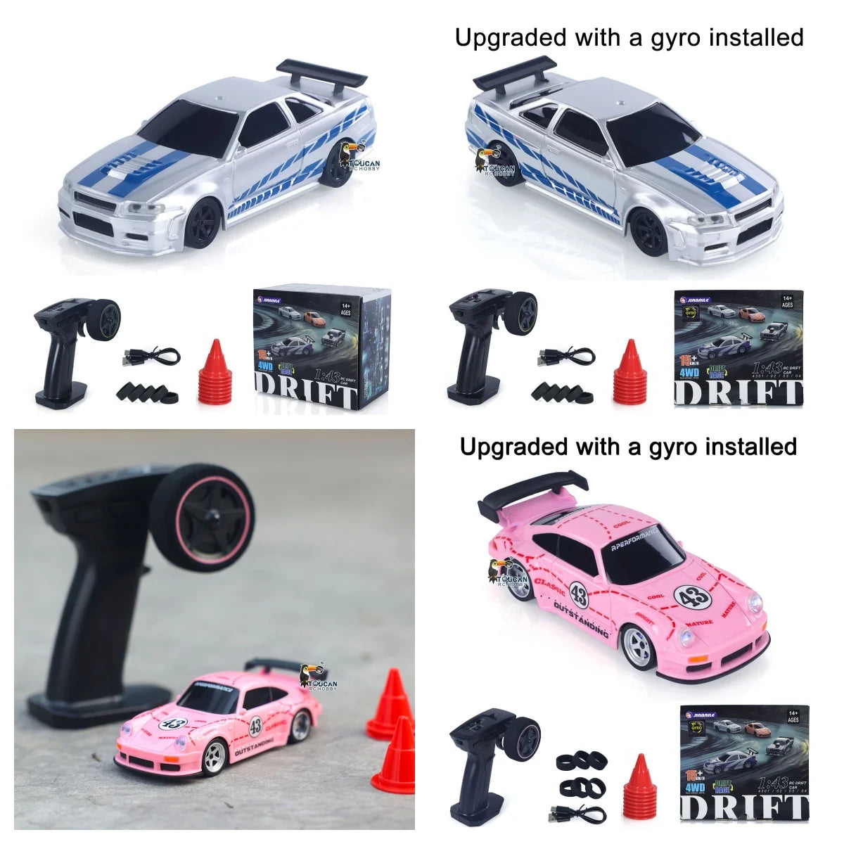 US Stock RC Drift Car 1/43 RTR Race 4WD Gyro Four-wheel Drive Radio Control High Speed Model 2.4G Racing Drifting Cars Toy Model