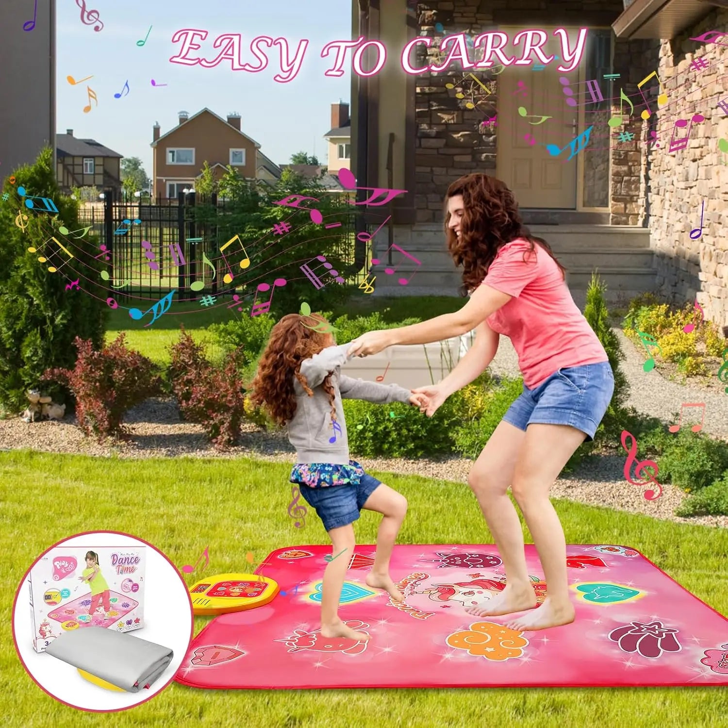 VATOS Dance Mat Toys for Girls Musical Touch Play Mat for 3+ Years Old Kids | Adjustable Volume Light 5 Game 3 Levels Gifts