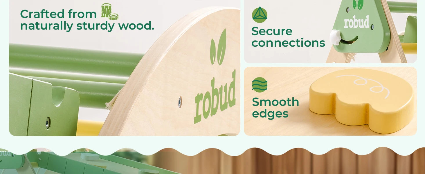 Robotime Robud 7 in 1 Triangle Set Foldable Wooden Climbing Toys Montessori Foldable Climbing Set with Rope Net for Girls Boys