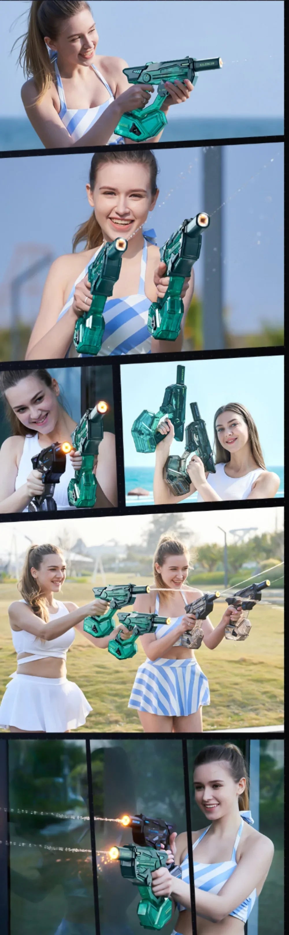 Electric Water Gun Toys with Led Induction Light Automatic Squirt Gun Summer Outdoor Beach Pool Water Pistol Toy  for Adult Gift